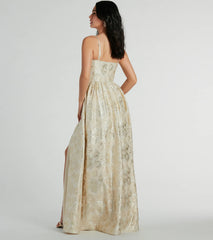 Hailee Corset Floral Jacquard A-Line Formal Dress