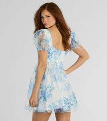 In The Sunshine Puff Sleeve Floral Babydoll Dress