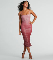 Sassy Shine Ombre Glitter Mesh Midi Dress
