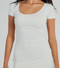 Everyday Style Short Sleeve Ruched Mini Dress