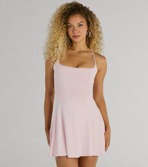 Adoring Cutie Sleeveless Lace-Up A-Line Mini Dress