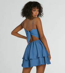 Divine Cutie Tie-Back Ruffled Skater Dress