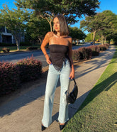 Sheer Charm Strapless Lace Crop Top