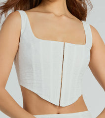 Effortless Charm Lace Up Eyelet Lace Corset Top