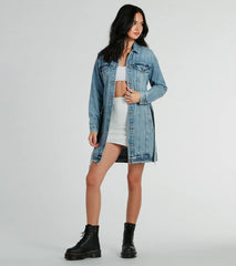 Crushin' It Belted Denim Trench Jacket