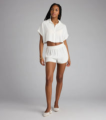 Casual Plans Mid-Rise Linen Shorts