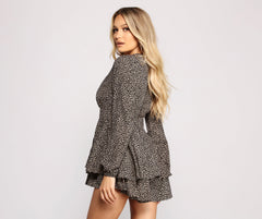 So Fierce Ruffled Leopard Skater Romper