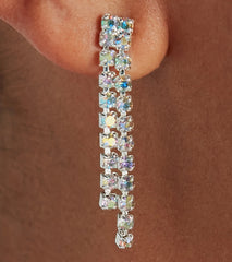 Glam Iridescent Rhinestone Necklace And Earrings Set