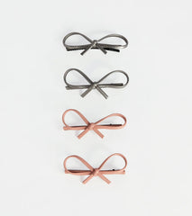 Sleek Chic Faux Leather Hair Bow Clip Set