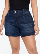 Stretchy Back Elastic Waistband Skinny-Fit Denim Shorts