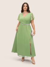 Overlap Collar Crochet Lace Mesh Dress