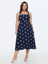 Polka Dots Print Wide Straps Midi Dress