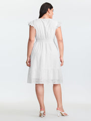 Cotton Lace Flutter Sleeve Mini Dress