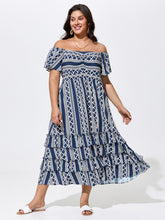Boho Floral Print Cold-Shoulder Maxi Dress