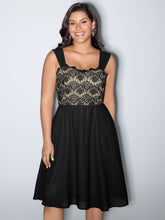 Lace Textured Wide Straps Midi Dress