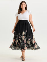 Floral Print Flowy Midi Skirt