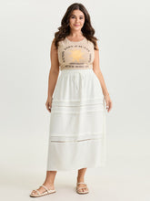 Lace Trim Tiered Drawstring Waist Maxi Skirt