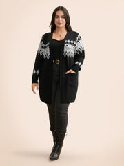 Bandana Geometric Raglan Sleeve Cardigan
