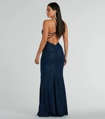 Daisia Strappy Back Mermaid Glitter Formal Dress