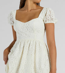 Perfectly Stunning Bow Eyelet Lace Skater Dress