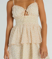 Daytime Cheer Fit And Flare Ruffle Floral Dress