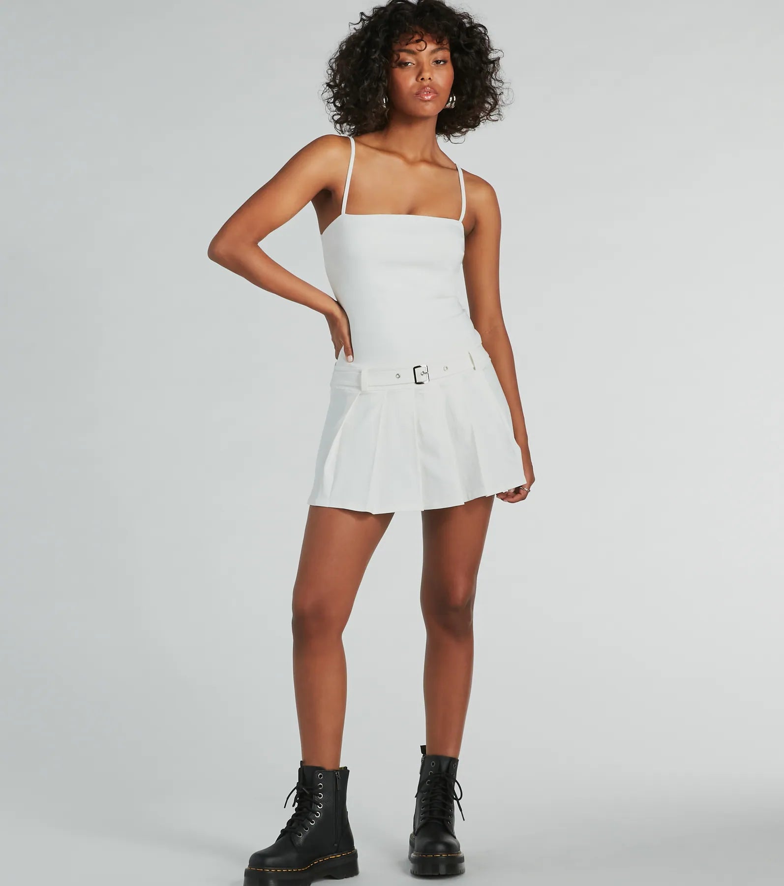If You Pleats Sleeveless Pleated A-Line Mini Dress