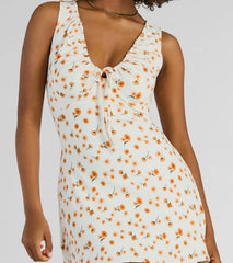 Oopsie Daisy Sleeveless A-Line Mini Dress