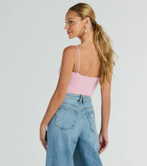 Darling Sass Sleeveless Lace Trim Bow Bodysuit
