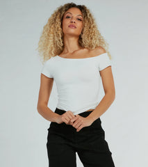 Fave Style Off-The-Shoulder Short Sleeve Knit Top