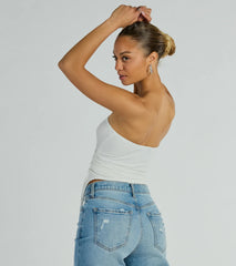 Easy Attention Strapless Slit Crop Top