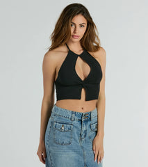 Trendy With A Twist Halter Keyhole Crop Top