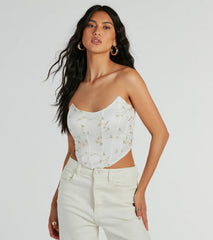 So Dainty Strapless Floral Tulle Corset Top