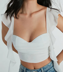 Sweetest Look Ruched And Ruffled Chiffon Crop Top