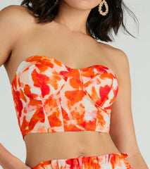Make Some Noise Strapless Printed Bustier