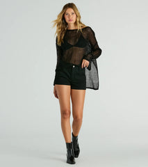 Breezy Beauty Sheer Crochet Coverup Top