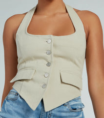 Best In Style Halter Button Up Vest