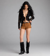 Wild Times Mid-Rise Faux Suede Hot Shorts