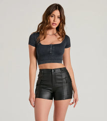 Trendy Edge Faux Leather Cargo Shorts