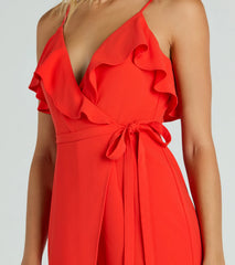 Chic Season Ruffled Wrap-Front Woven Romper