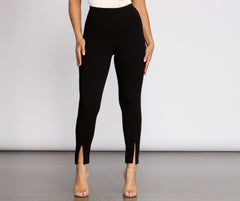 High Rise Ankle Slits Skinny Pants