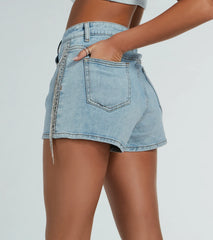 Life Of the Party Rhinestone Fringe Denim Shorts