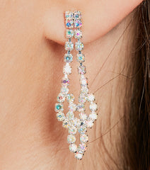 Iridescent Shine Rhinestone Necklace And Earrings Set