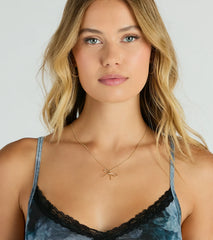 Pretty Charm Dainty Bow Pendant Chain Necklace