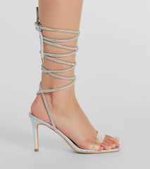 Wrapped Up Babe Rhinestone Lace-Up Stiletto Heels