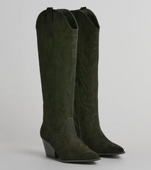 Get Struttin' Under-The-Knee Faux Suede Cowboy Boots
