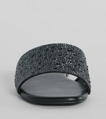 Slip Into Glam Rhinestone Strap Faux Leather Sandals
