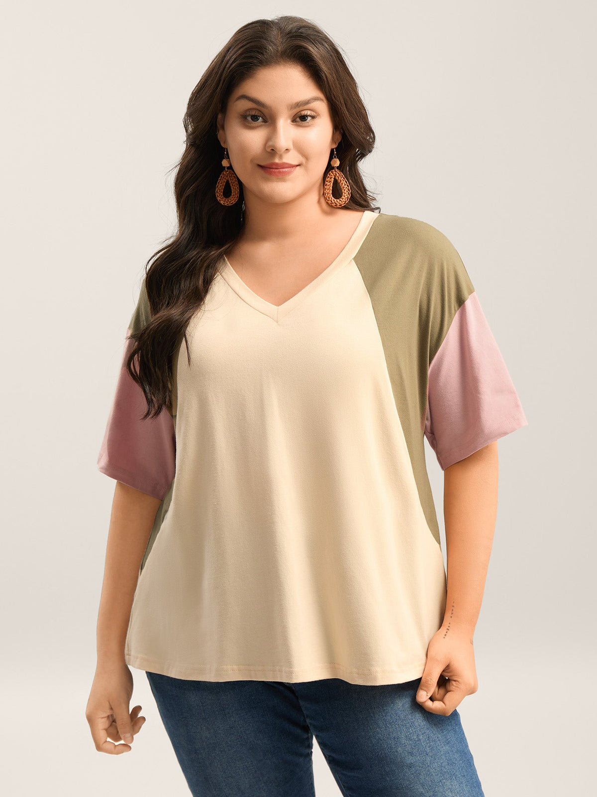 Pure Cotton Color Contrast T-Shirt