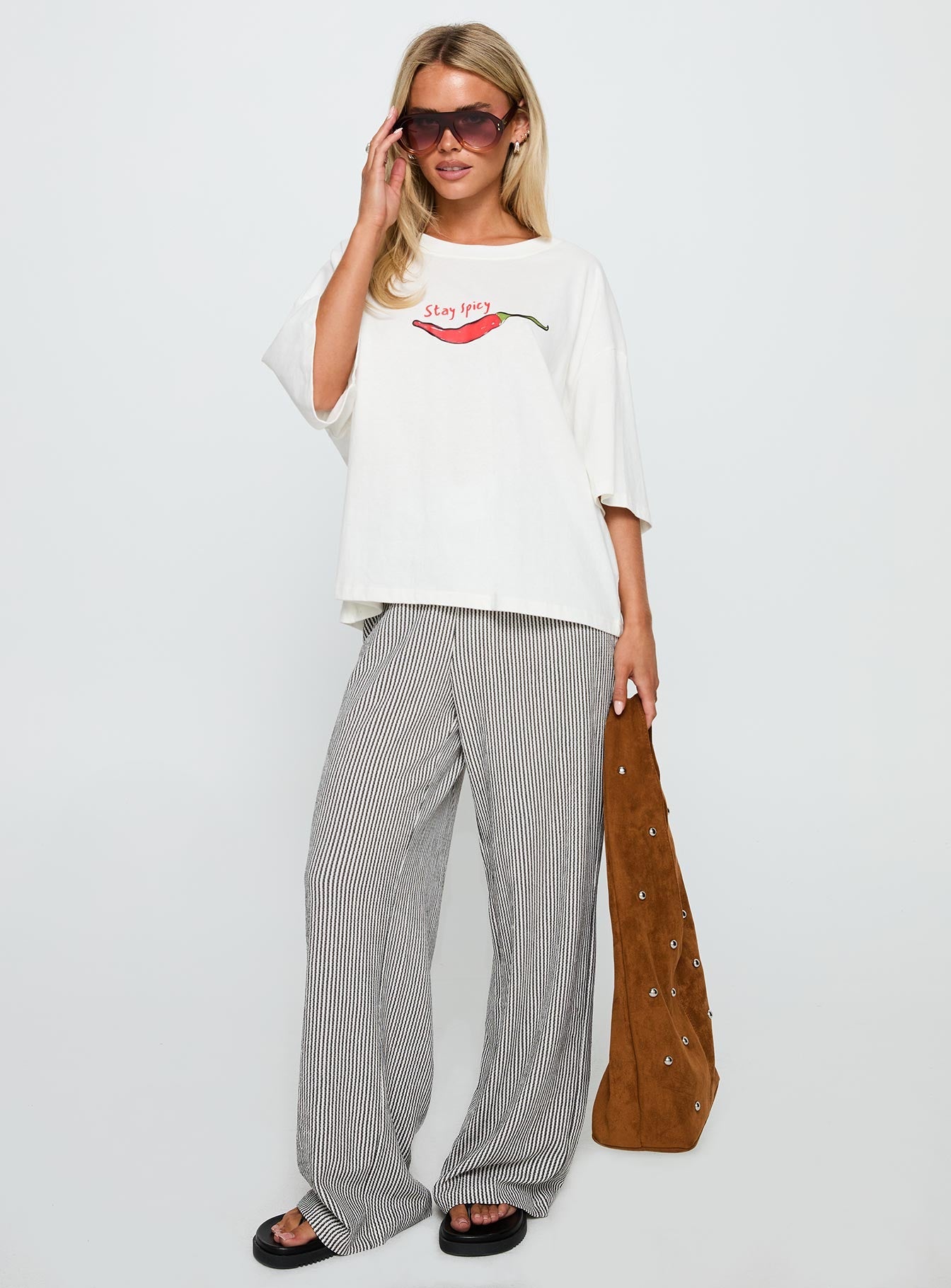 Stay Spicy Graphic Top White