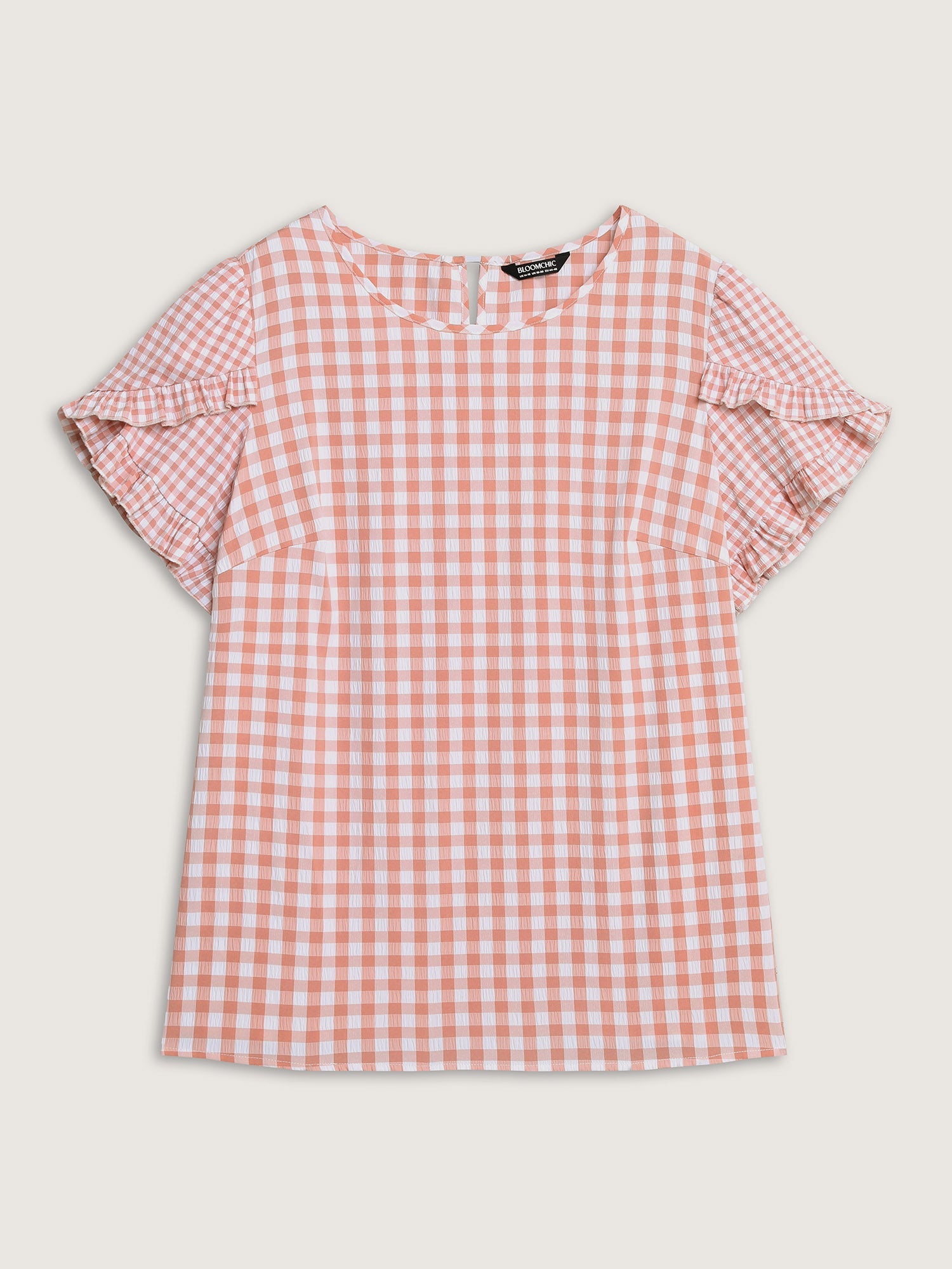 Sweet Gingham Wrinkled Petal Sleeve Blouse
