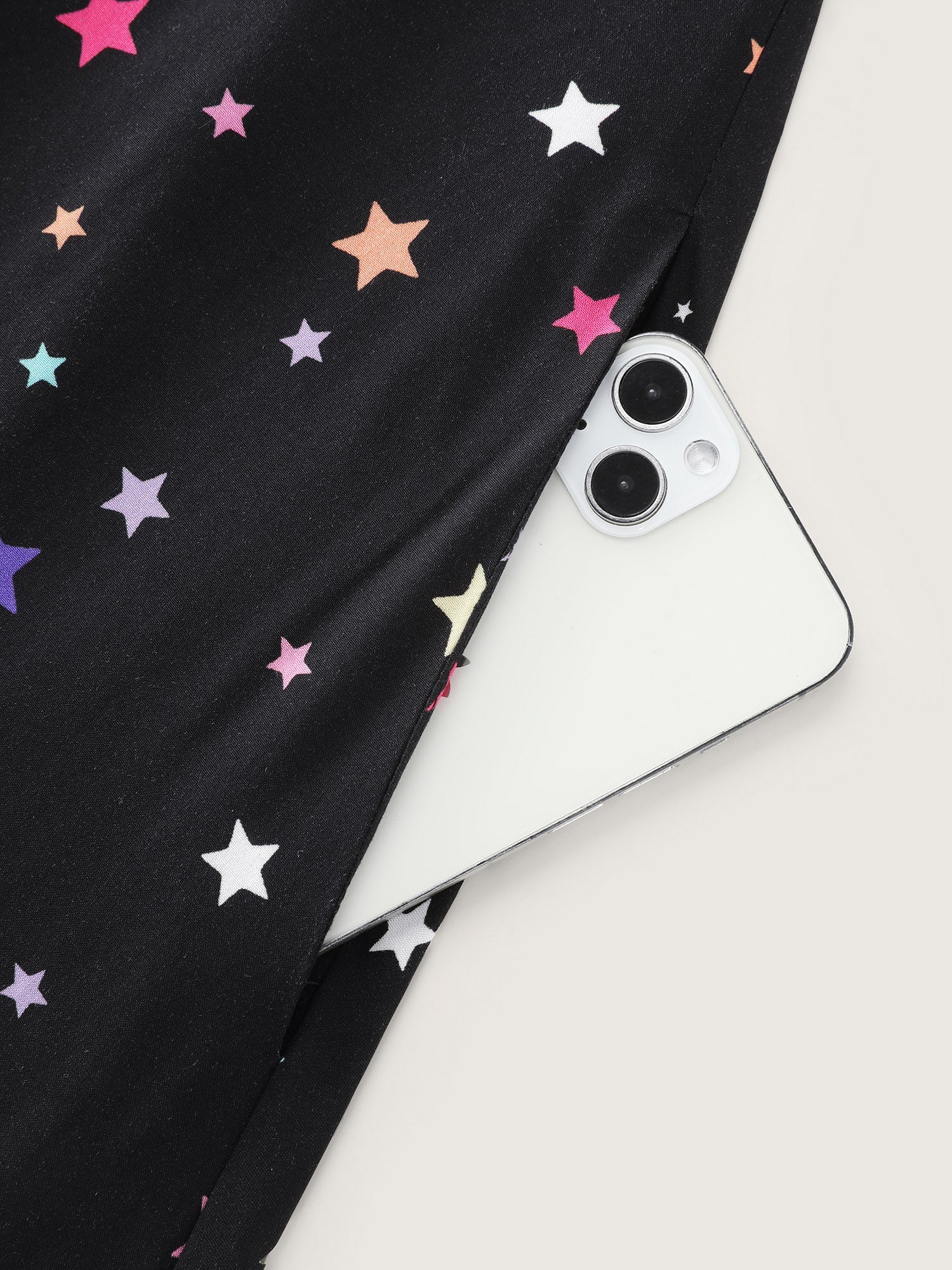 Colorful Star Print Pockets Mini Dress